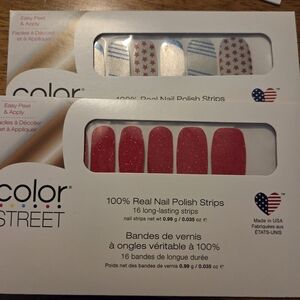 Color Street Nail Polish Strips - Glittery Red and Patriotic Blue (6 Sets)